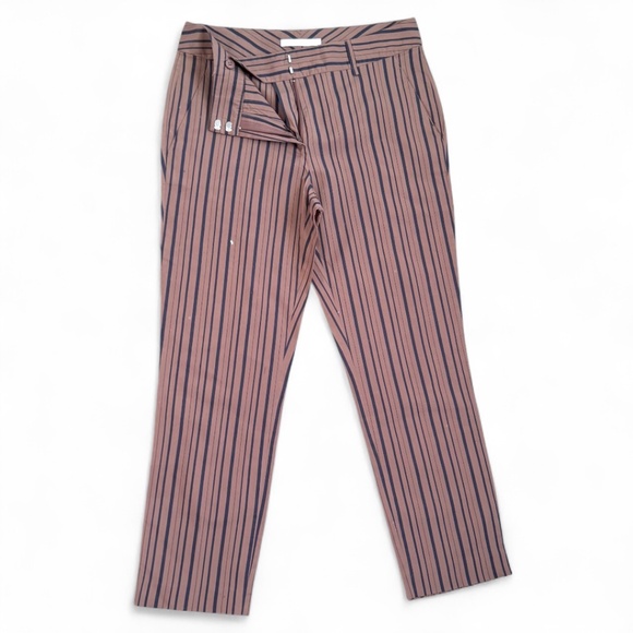 Les Copains Cropped Trousers Pants Brown Striped - EU 44 - Picture 1 of 10